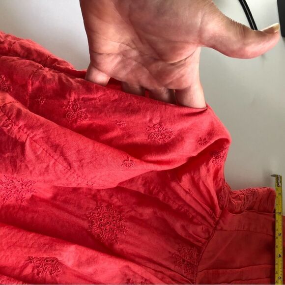 Free People Nobody Like You Cotton Peasant Dress w/ Pockets Coral Size Medium - Picture 12 of 14